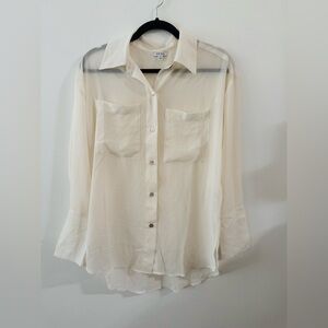 pistola Ivory Sheer Button-Down Blouse
